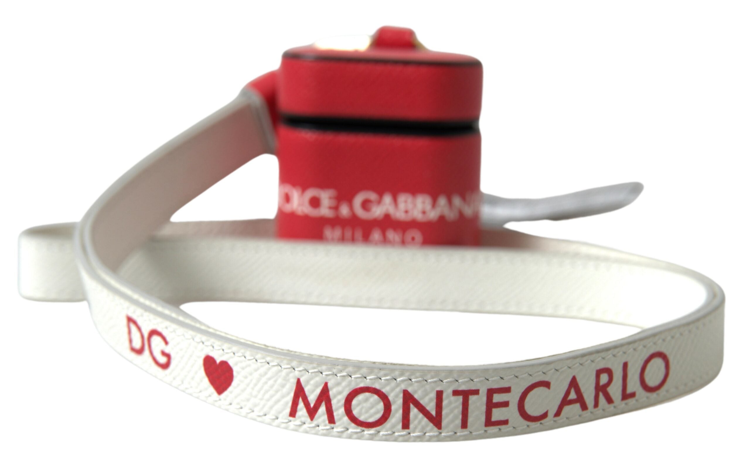 Dolce & Gabbana Airpods-etui i rødt læder med guldfarvet metal og logoprint