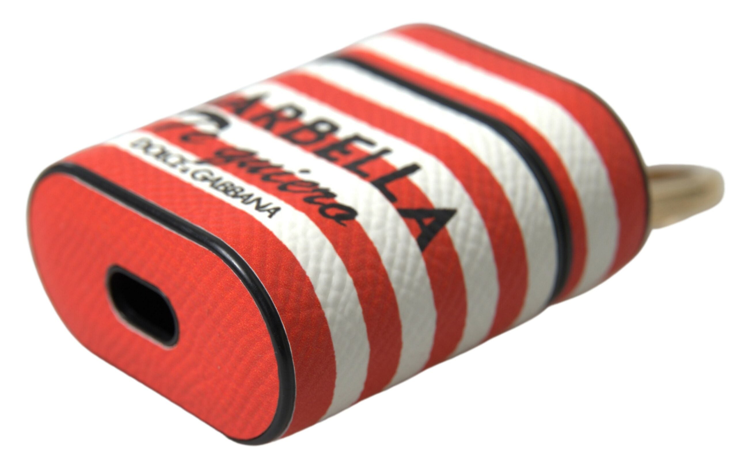 Dolce & Gabbana Airpod-etui med orange striber og Dauphine-logo i læder