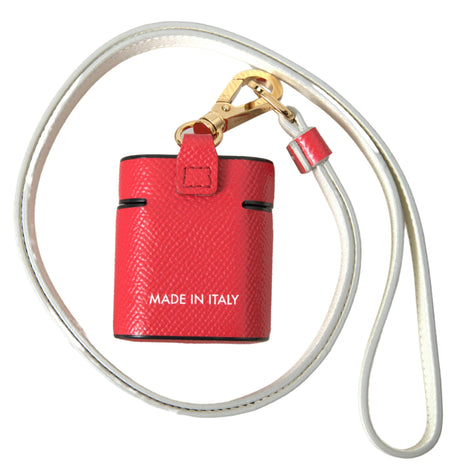Dolce &amp; Gabbana Airpods-etui i rødt læder med guldfarvet metal og logoprint