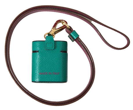 Dolce &amp; Gabbana Grønt, Maroon Kalveskind med Logoprint og Airpods-etui