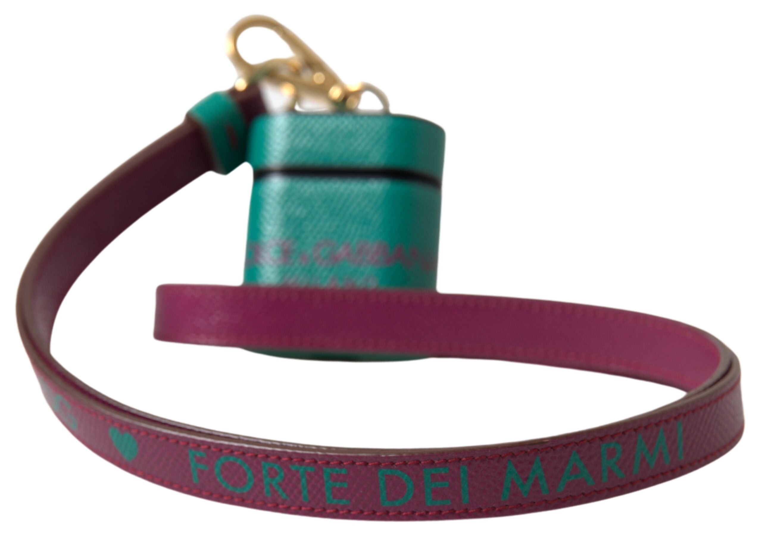 Dolce & Gabbana Grønt, Maroon Kalveskind med Logoprint og Airpods-etui