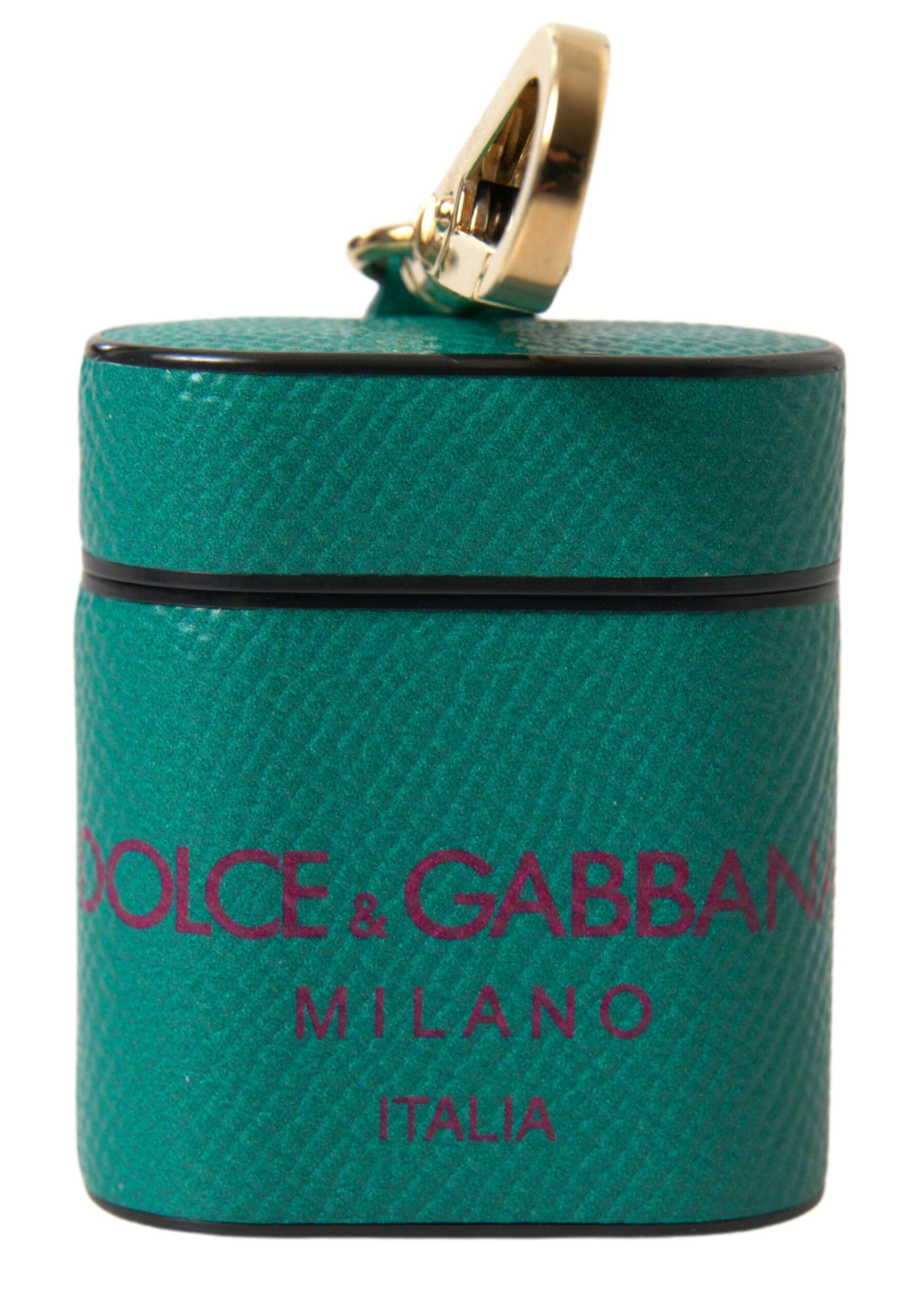Dolce & Gabbana Grønt, Maroon Kalveskind med Logoprint og Airpods-etui