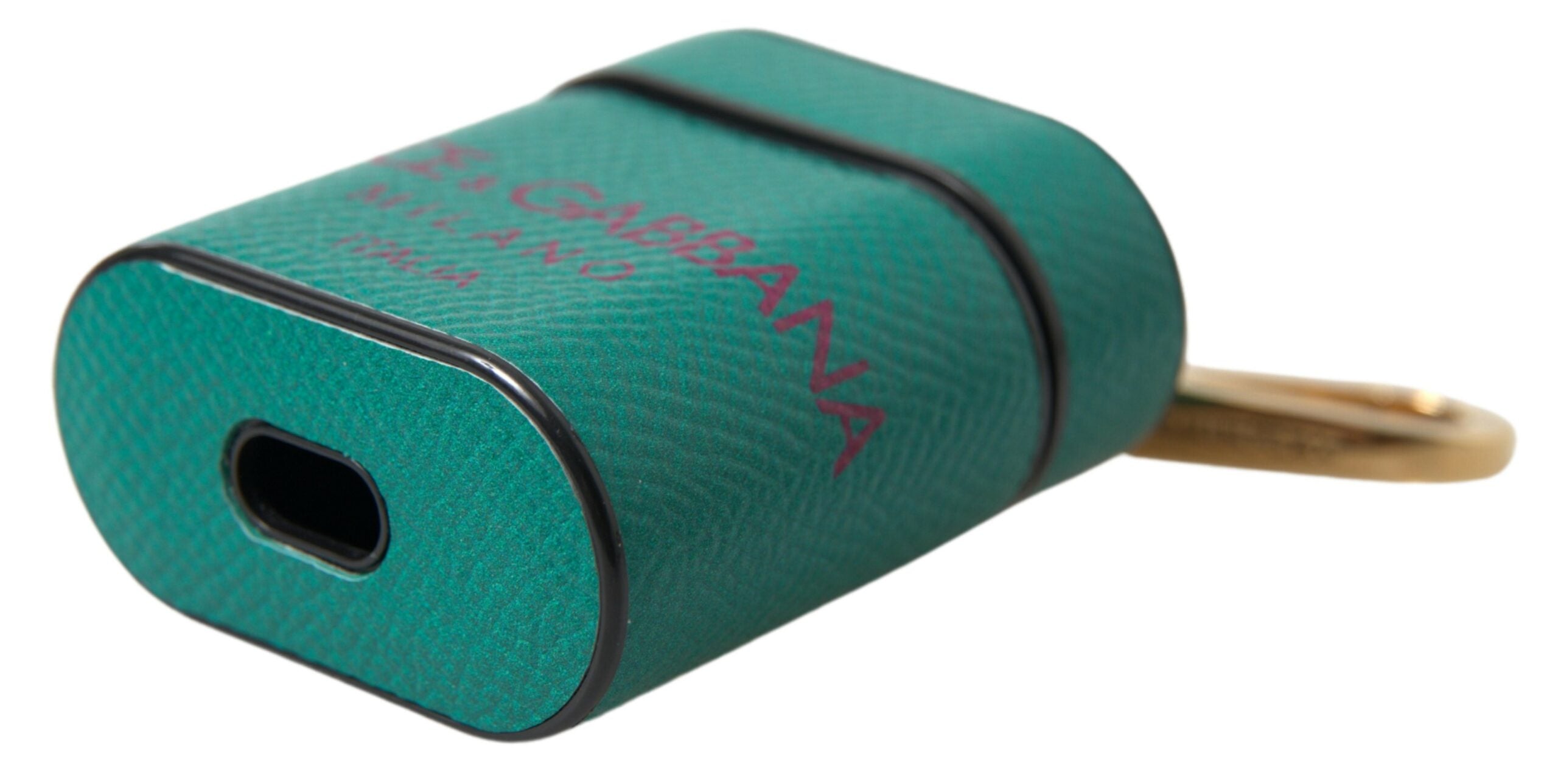 Dolce & Gabbana Grønt, Maroon Kalveskind med Logoprint og Airpods-etui