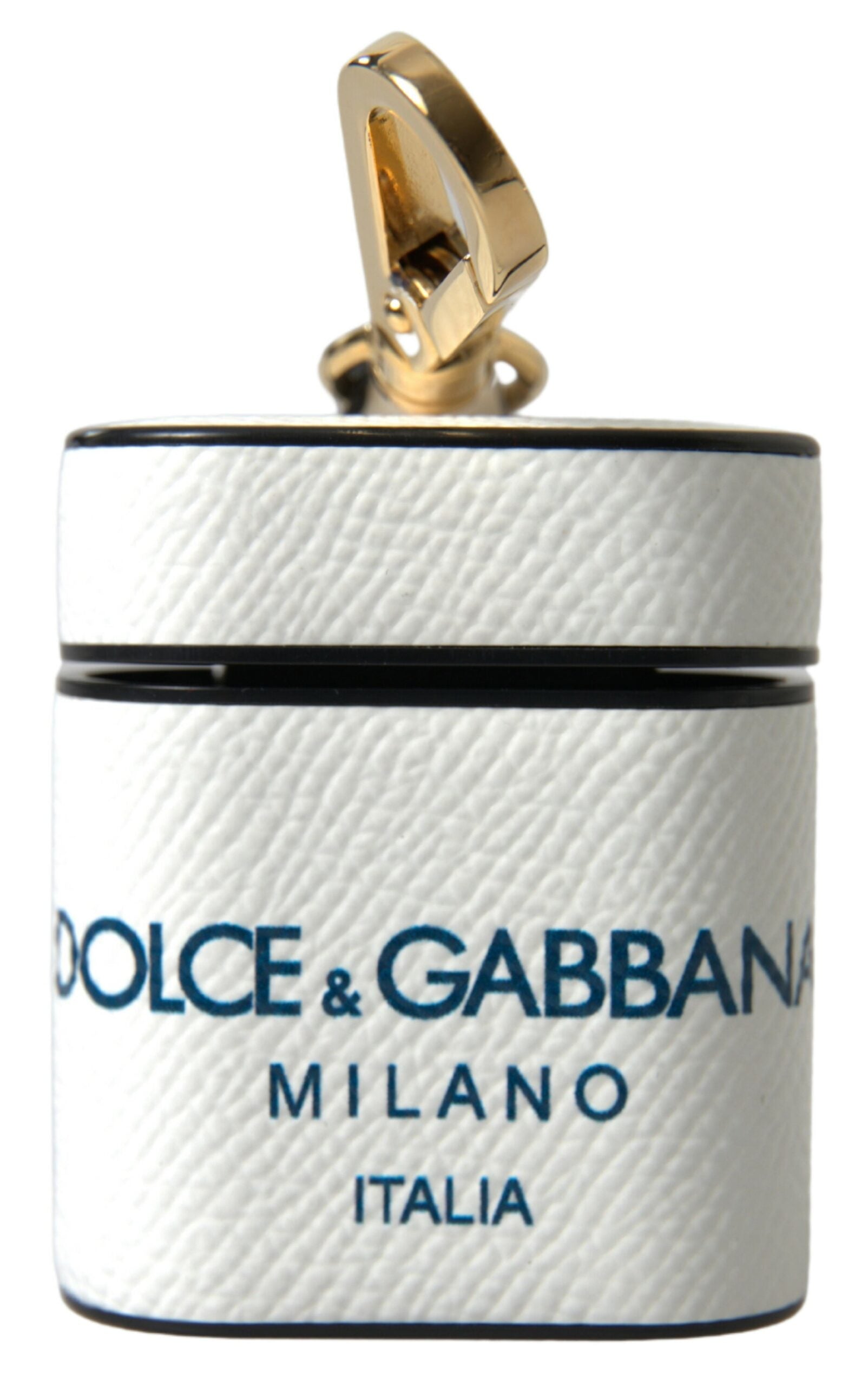 Dolce & Gabbana Hvid blå kalv læder Logo Print Strap Airpods etui