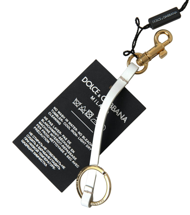 Dolce & Gabbana Black Silicone DG Logo Gold Brass Keychain - Hilstor