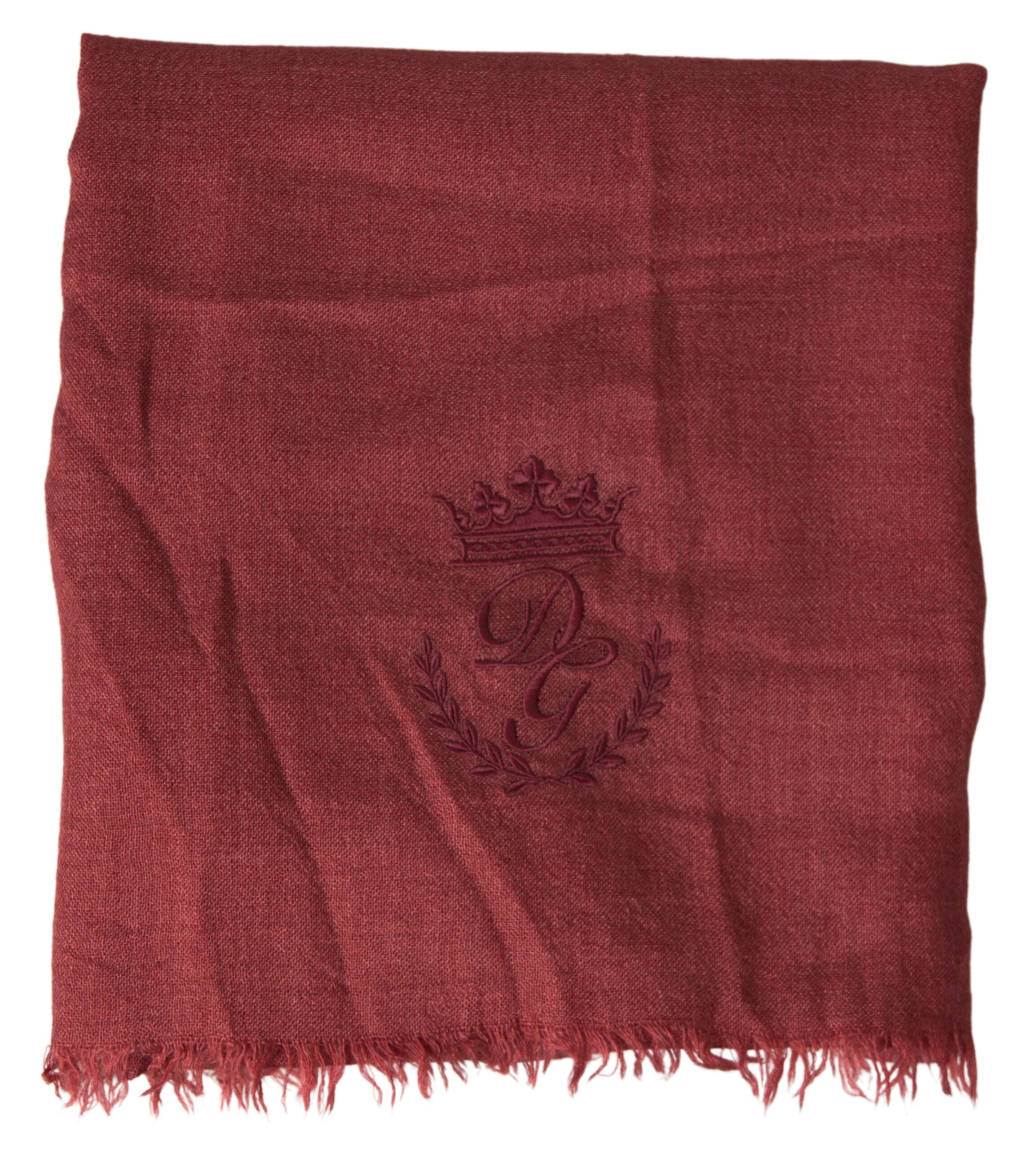 Dolce & Gabbana Maroon Cashmere Strik Wrap Sjal Frynsetørklæde