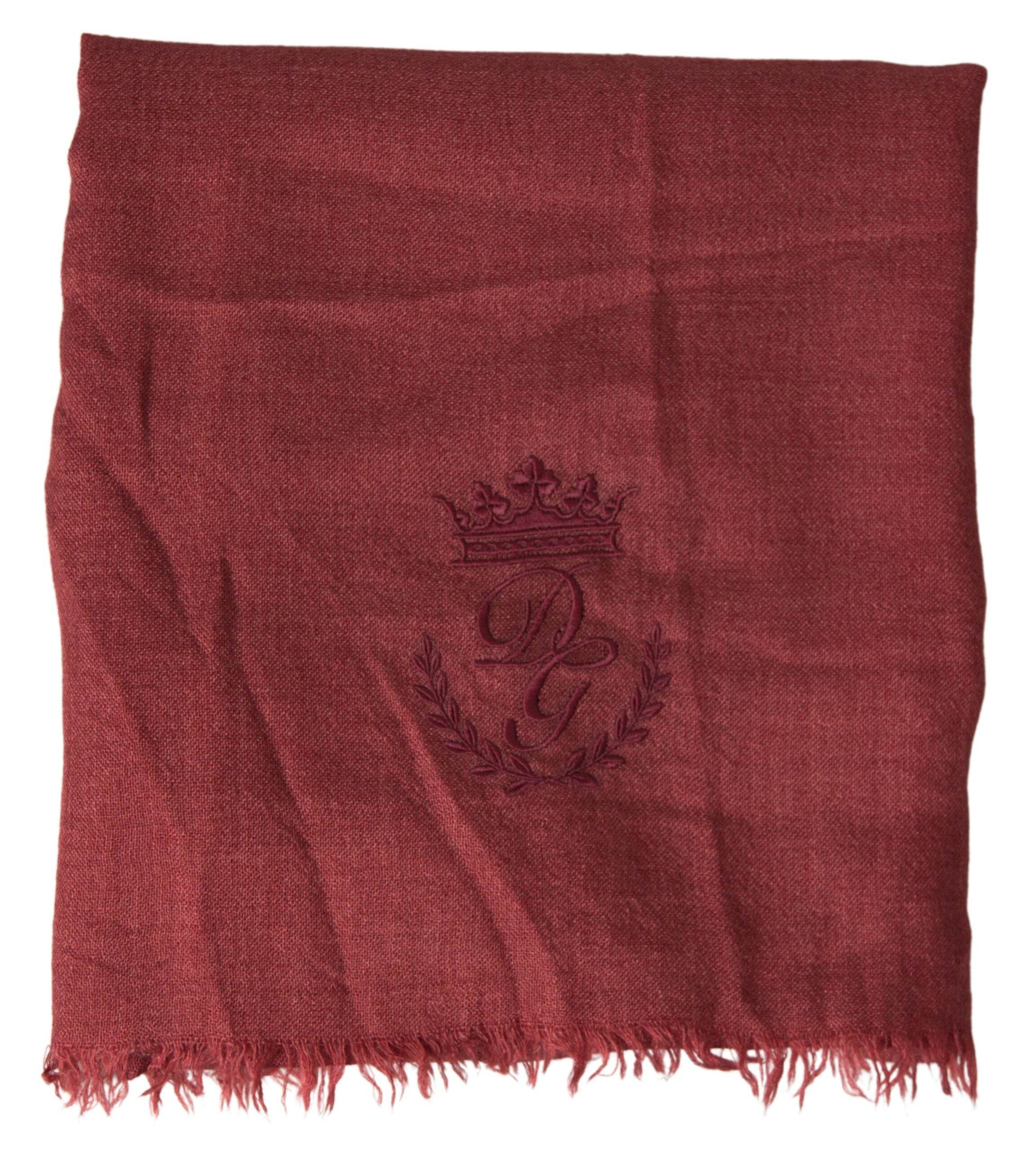 Dolce & Gabbana Maroon Cashmere Knit Wrap Shawl Fringe Scarf - Hilstor