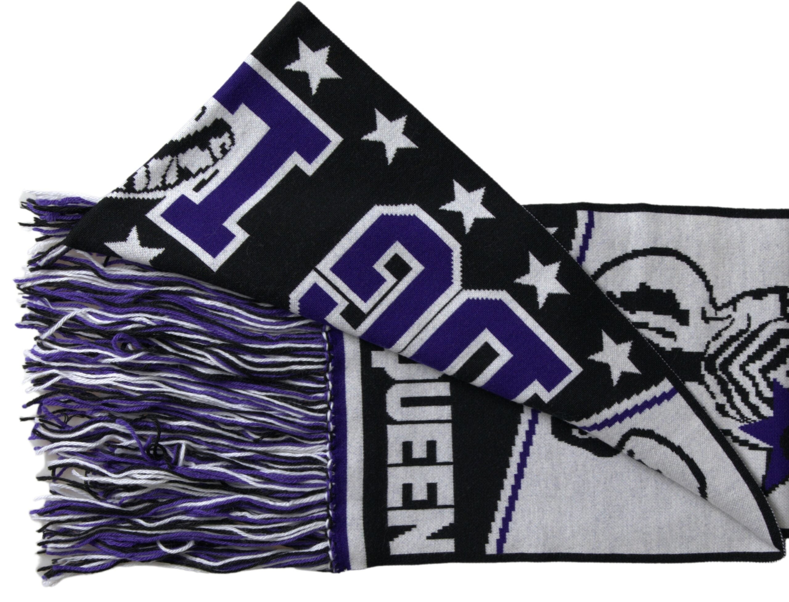 Dolce & Gabbana Flerfarvet Uld DG Queen Wrap Frynser Halstørklæde