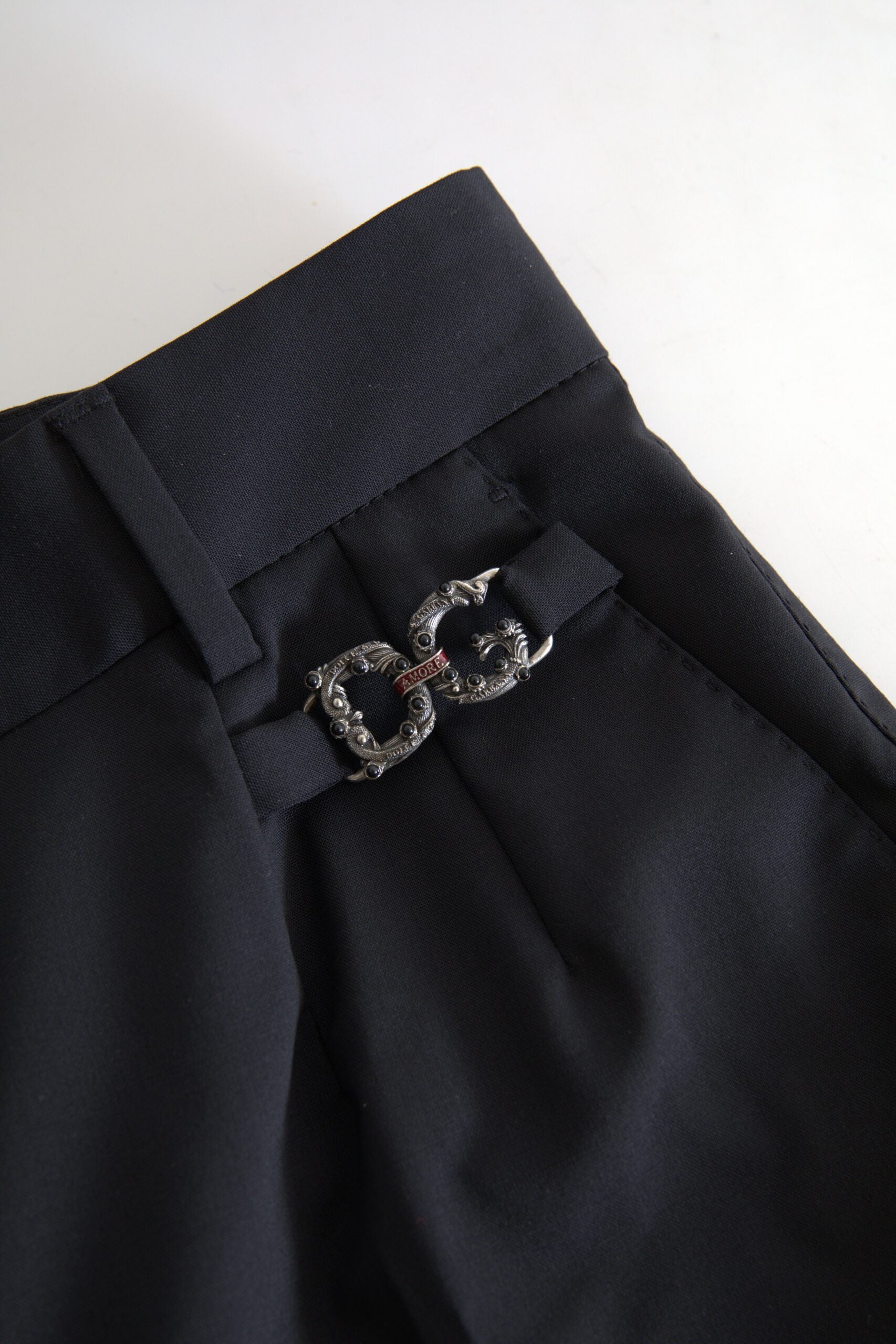 Dolce &amp; Gabbana Svarta Ullbyxor Med Hög Midja Och Avsmalnande