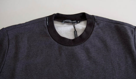 Dolce & Gabbana Dark Gray Cotton Crew Neck Pullover Sweater - Hilstor