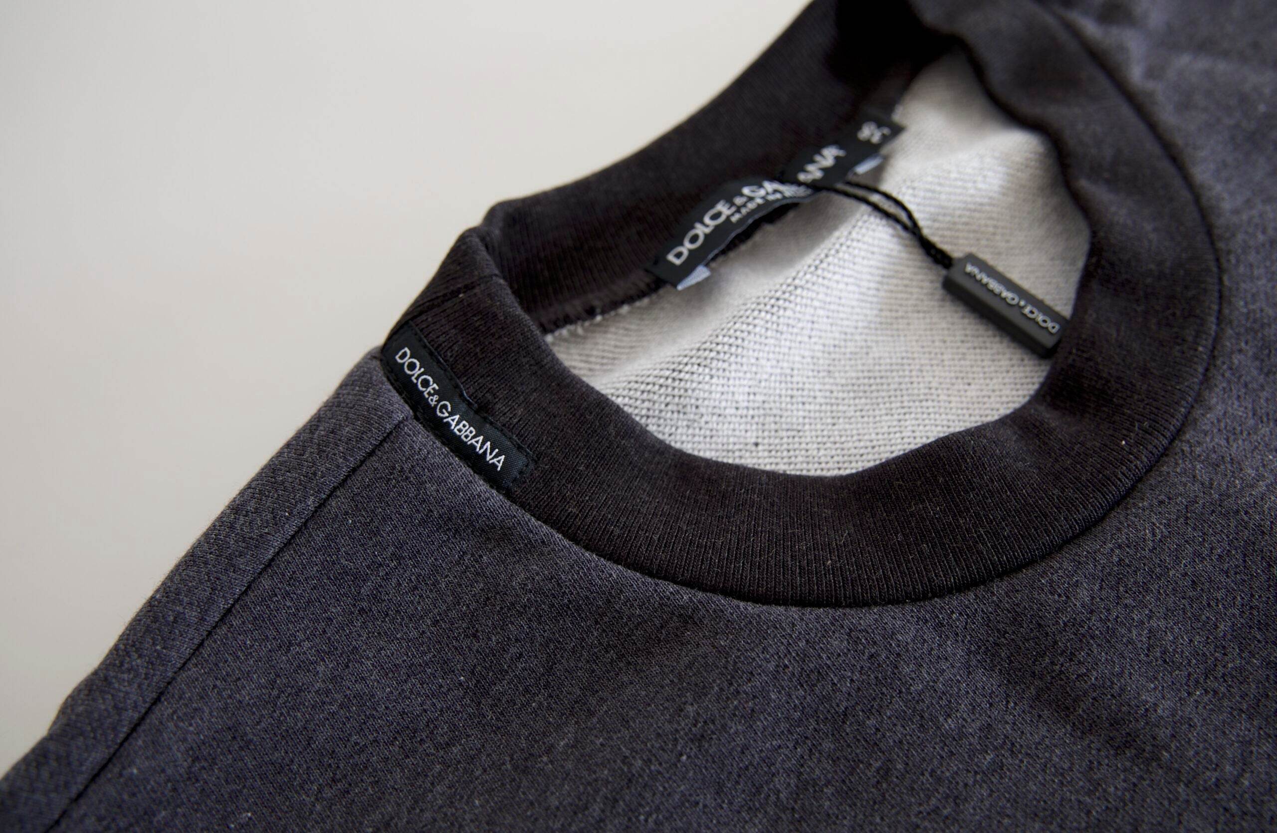 Dolce & Gabbana Dark Gray Cotton Crew Neck Pullover Sweater - Hilstor