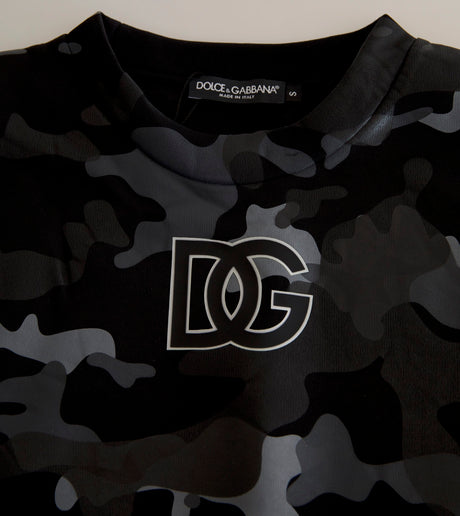 Dolce &amp; Gabbana sort camouflage sweatshirt med rund hals