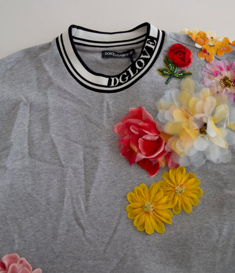 Dolce &amp; Gabbana Grå DG Amore Queen Blomsterpullover