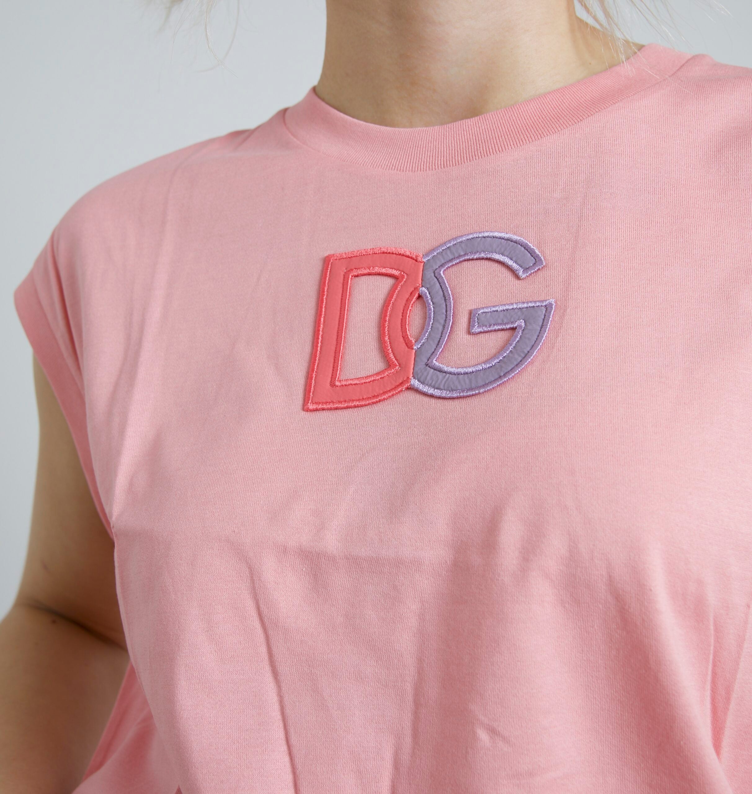 Dolce & Gabbana Pink bomuld DG Logo Rund Hals Tanktop T-shirt
