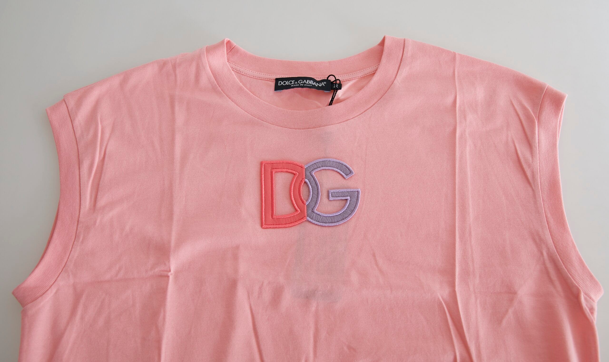 Dolce & Gabbana Pink bomuld DG Logo Rund Hals Tanktop T-shirt