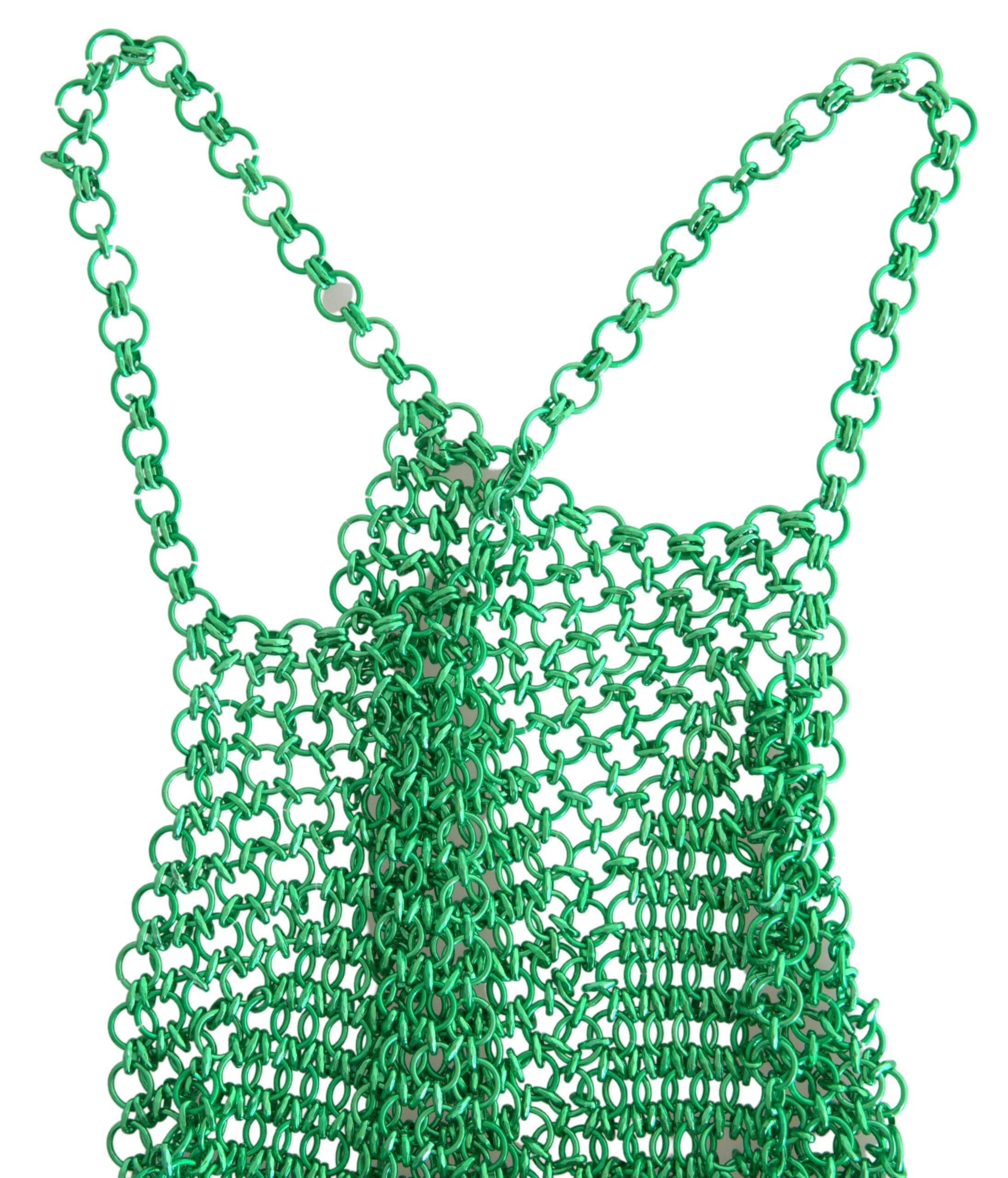 Dolce & Gabbana Green Aluminum Sleeveless Halter Cropped Tank Top - Hilstor
