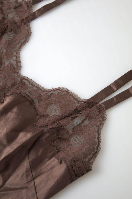 Dolce & Gabbana Silk Blend Camisole Top in Brown - Hilstor