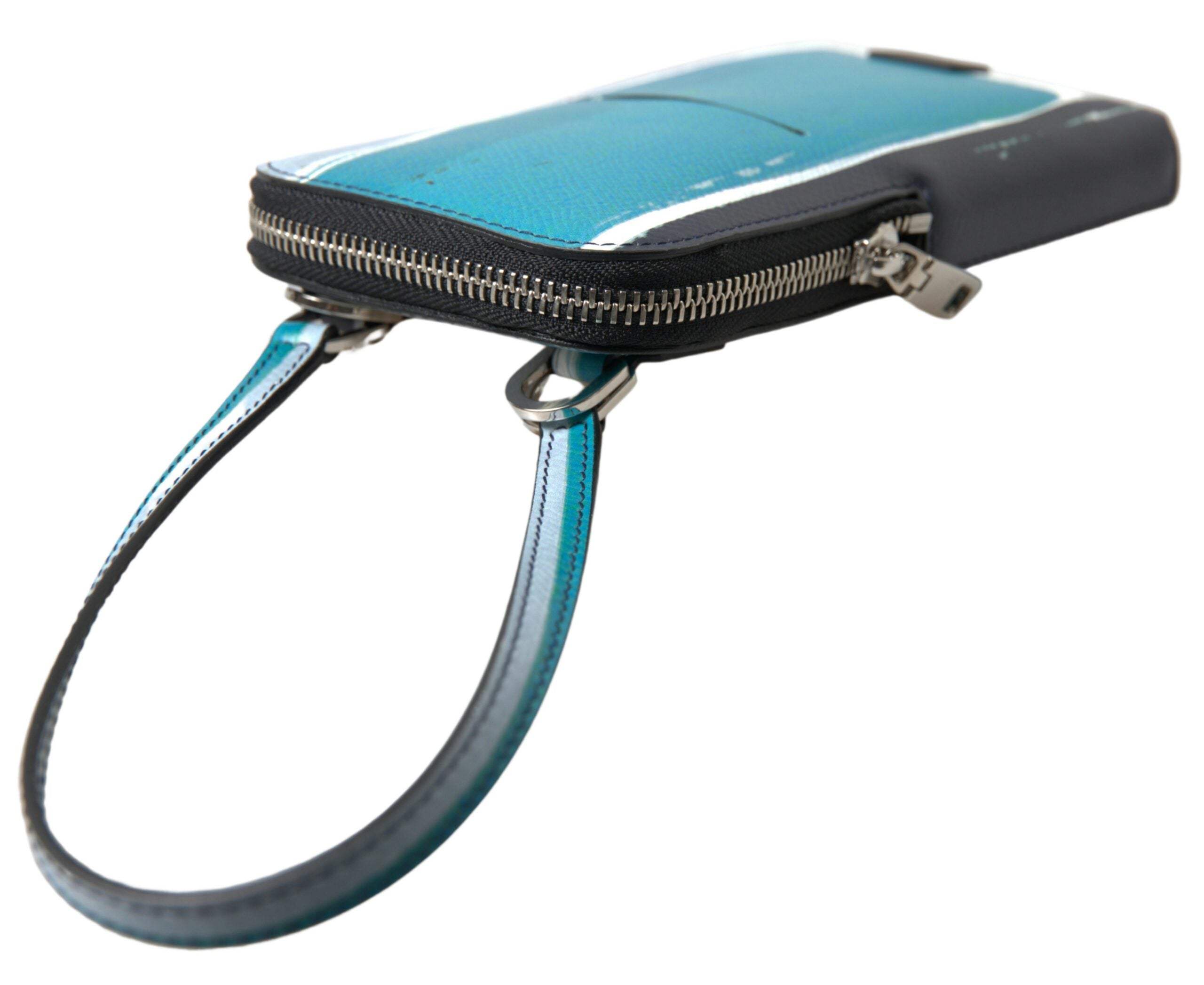 Dolce & Gabbana Elegant Crossbody-telefontaske i læder i blå og hvid