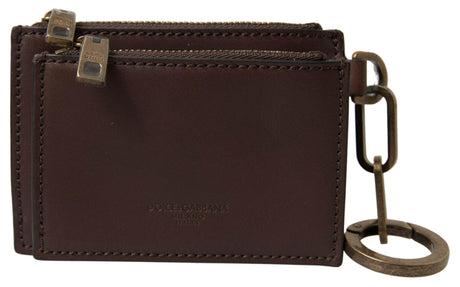 Dolce & Gabbana Elegant Brown Leather Coin Purse Wallet - Hilstor