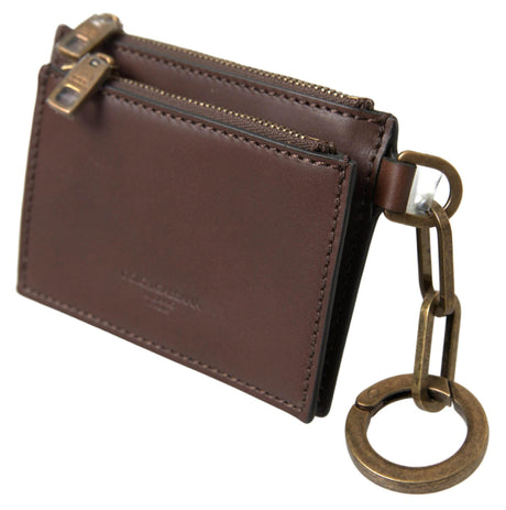 Dolce & Gabbana Elegant Brown Leather Coin Purse Wallet - Hilstor