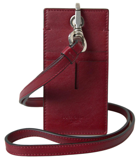 Dolce & Gabbana Elegant Red Leather Cardholder with Lanyard - Hilstor