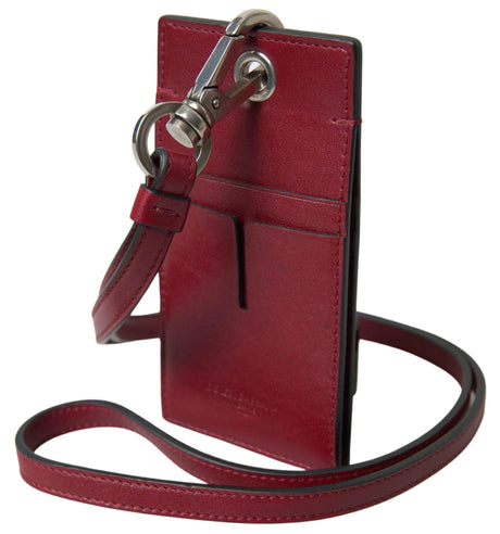 Dolce & Gabbana Elegant Red Leather Cardholder with Lanyard - Hilstor