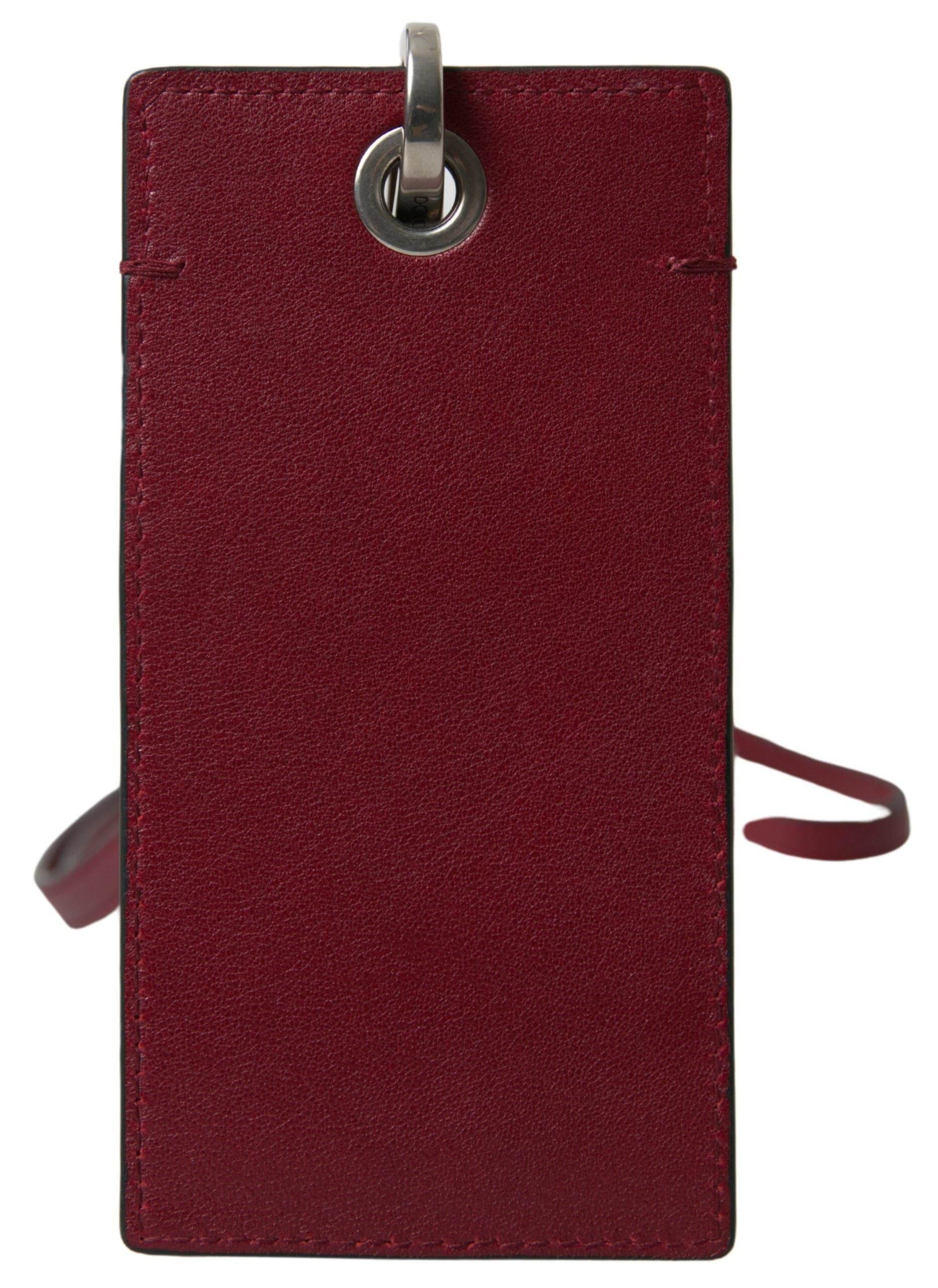 Dolce & Gabbana Elegant Red Leather Cardholder with Lanyard - Hilstor