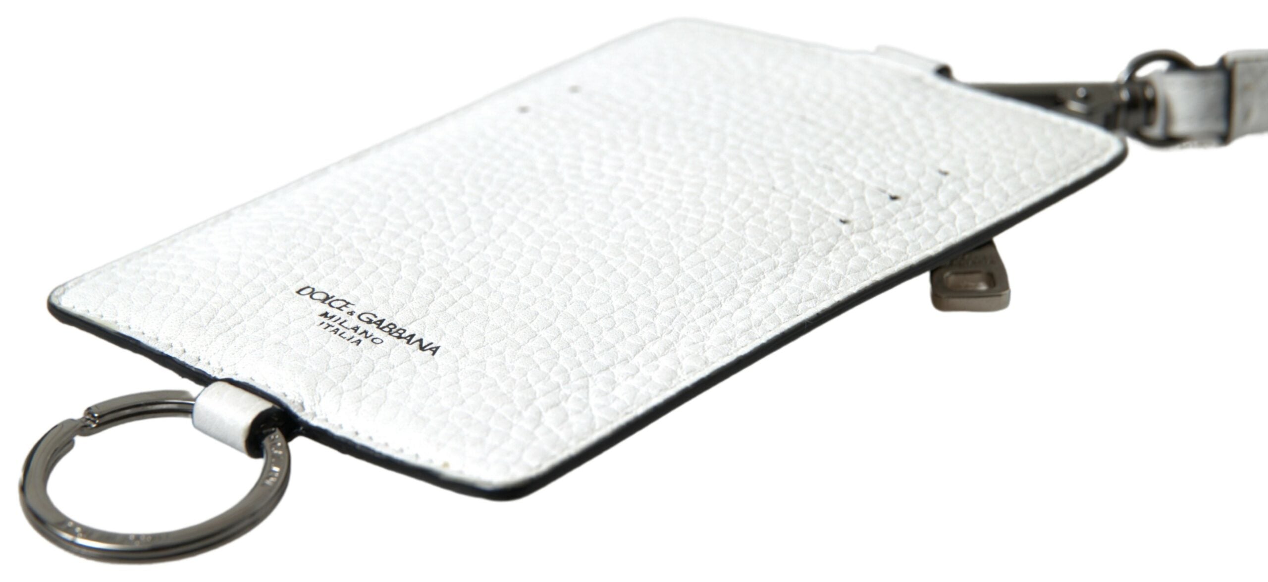 Dolce & Gabbana Hvid Læderkortholder med Logo og Herrepung