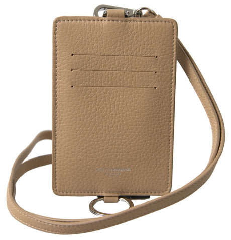 Dolce & Gabbana Elegant Beige Leather Cardholder Wallet - Hilstor