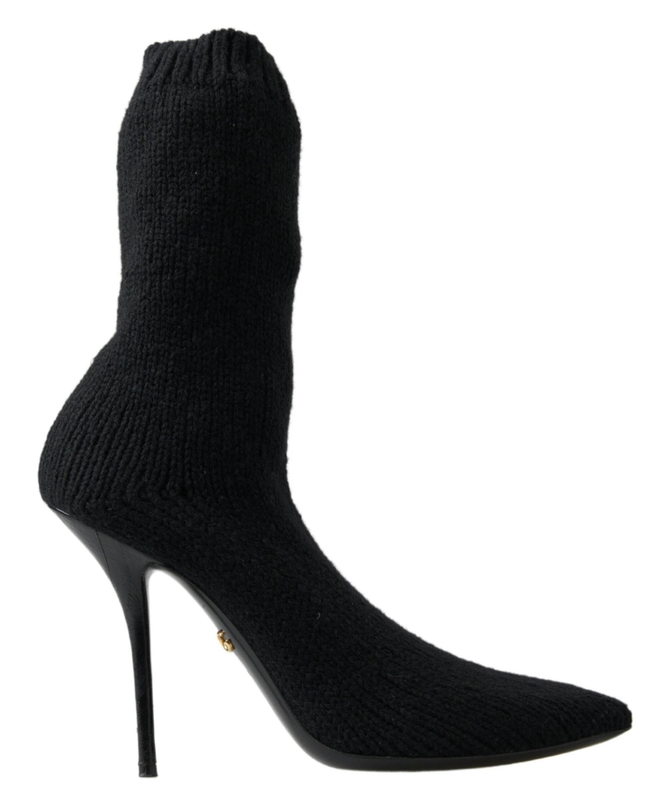 Dolce & Gabbana Elegant Black Viscose Mid-Calf Boots - Hilstor