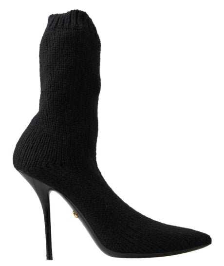 Dolce & Gabbana Elegant Black Viscose Mid-Calf Boots - Hilstor