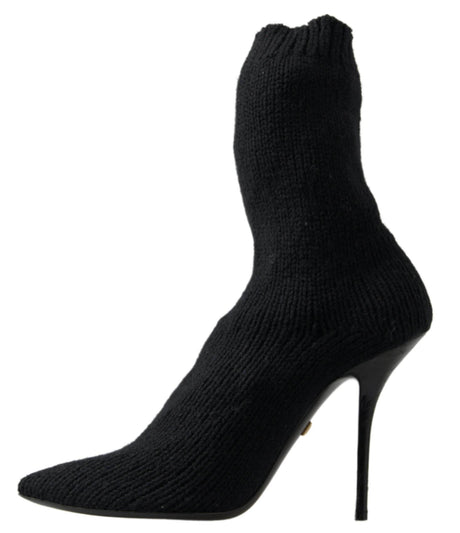 Dolce & Gabbana Elegant Black Viscose Mid-Calf Boots - Hilstor
