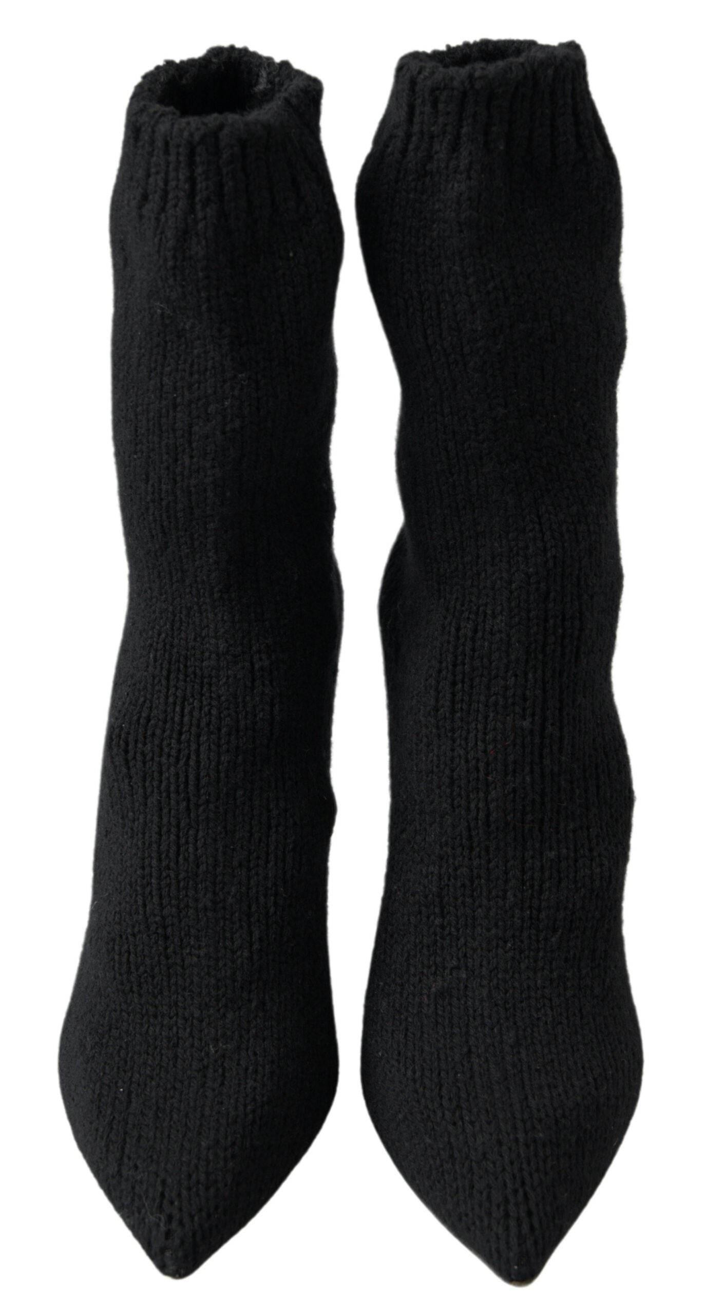 Dolce & Gabbana Elegant Black Viscose Mid-Calf Boots - Hilstor
