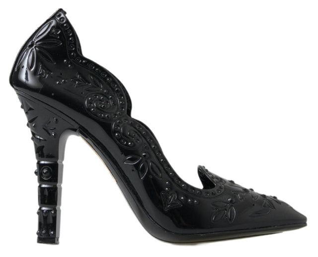 Dolce & Gabbana Elegant Black Crystal Cinderella Pumps - Hilstor