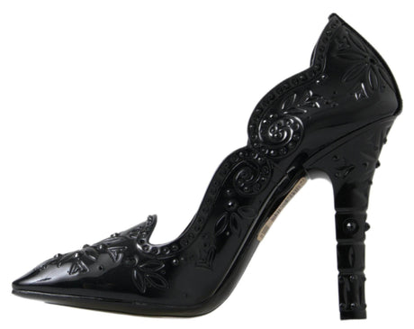 Dolce & Gabbana Elegant Black Crystal Cinderella Pumps - Hilstor