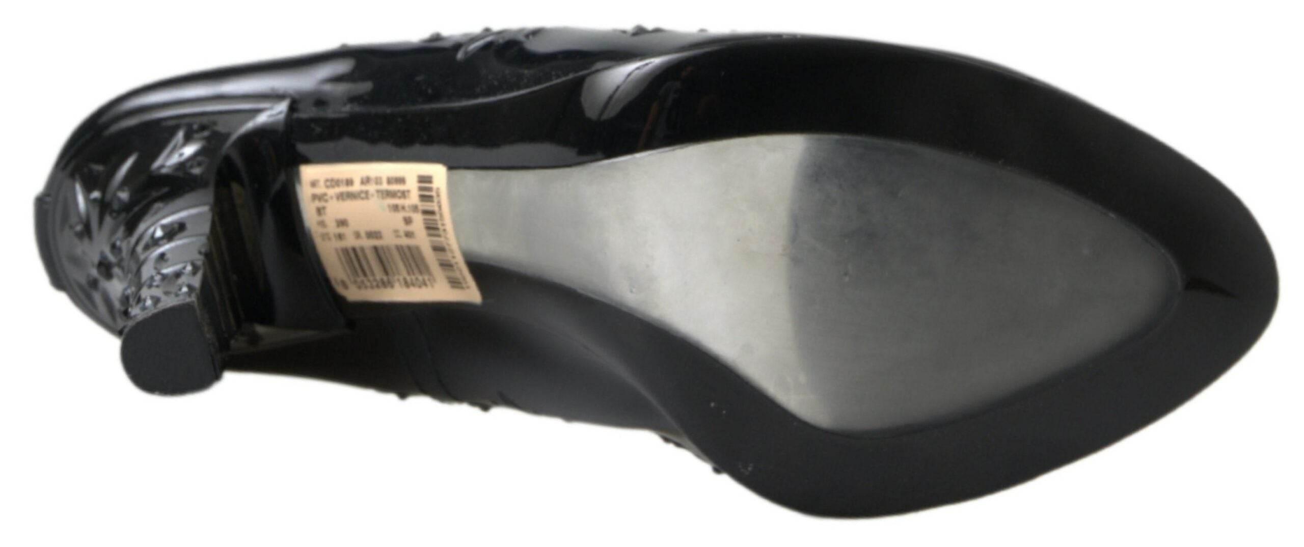 Dolce & Gabbana Elegant Black Crystal Cinderella Pumps - Hilstor