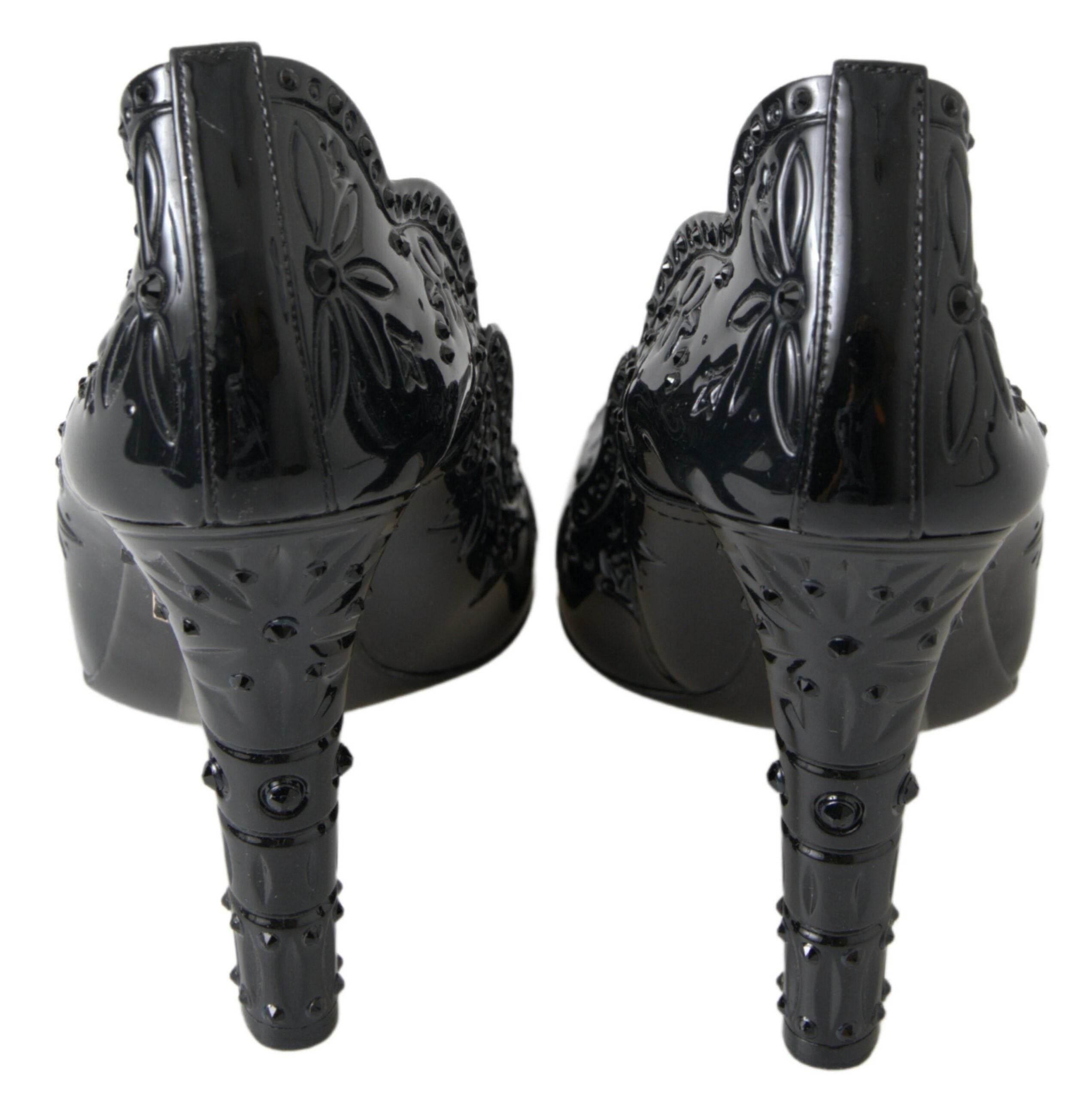 Dolce & Gabbana Elegant Black Crystal Cinderella Pumps - Hilstor