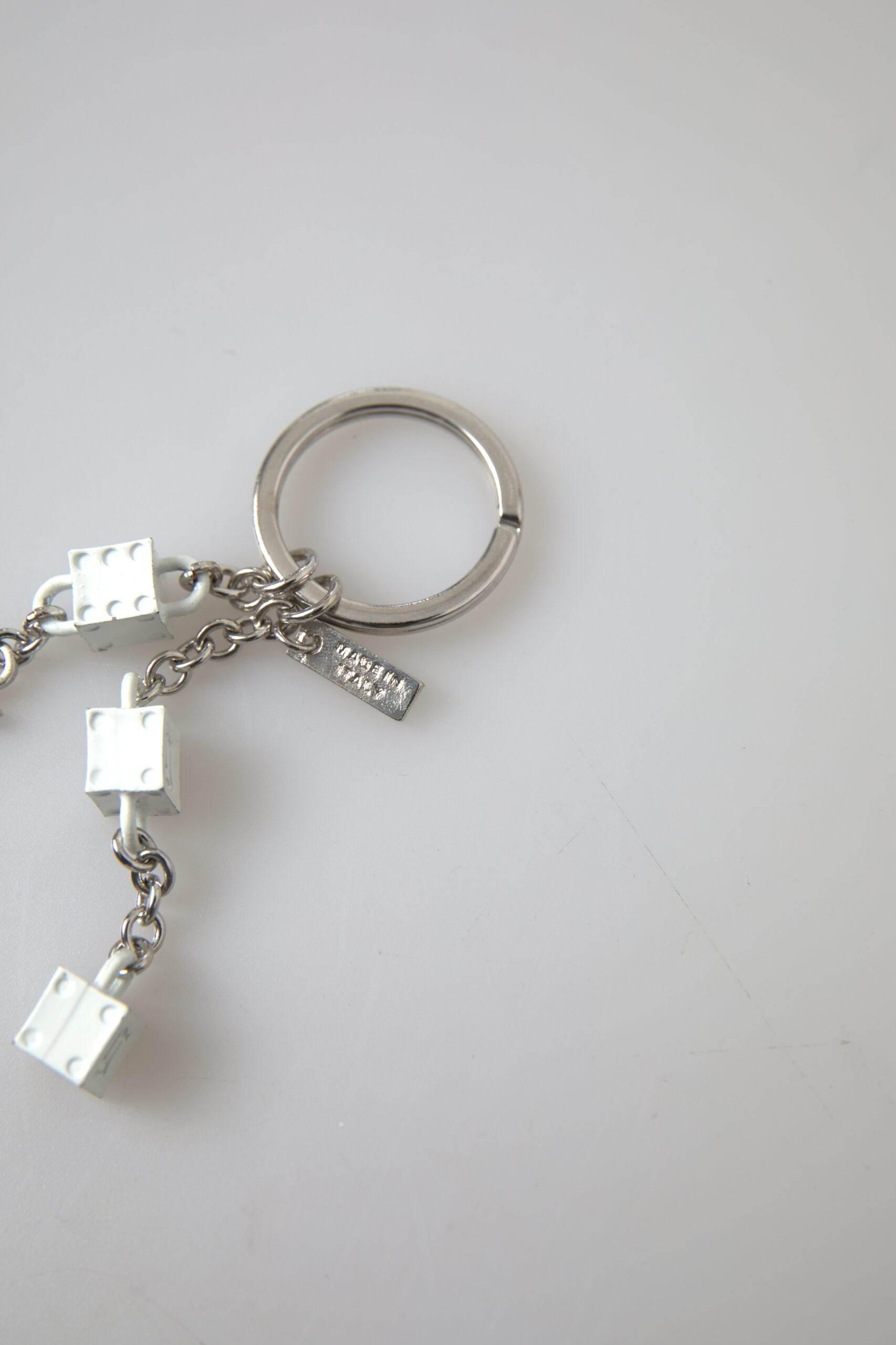 Dolce & Gabbana Silver Brass Logo Charm Keychain - Hilstor