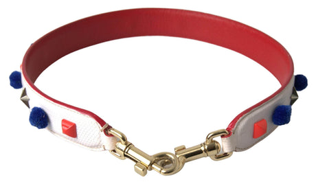 Dolce & Gabbana Stunning White Multicolor Studded Leather Strap - Hilstor