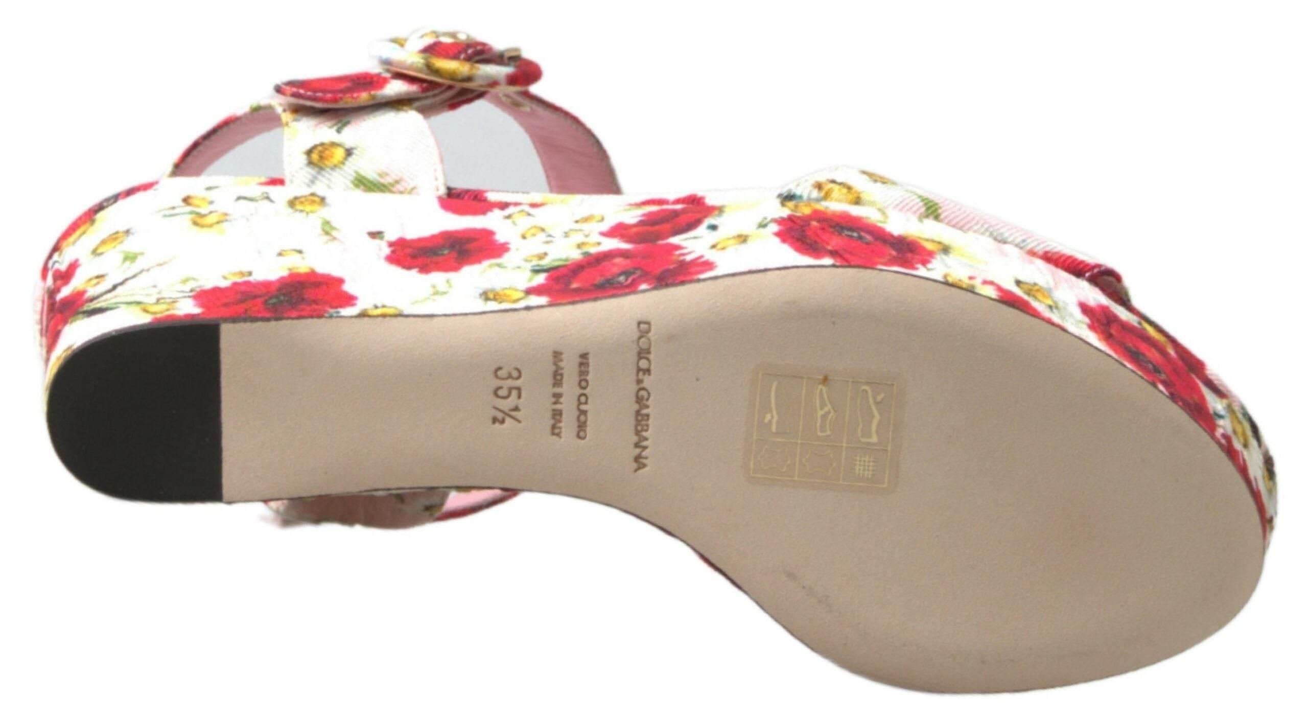 Dolce & Gabbana Floral Ankle Strap Wedge Sandals - Hilstor