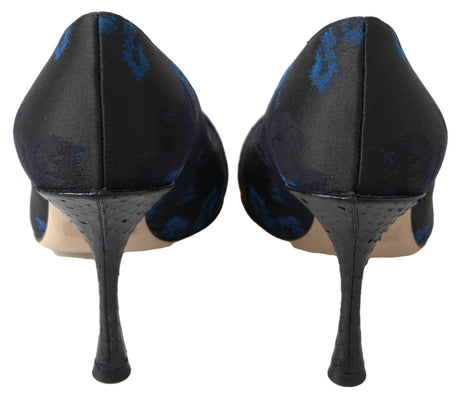 Dolce & Gabbana Blue Floral Ayers Crystal Pumps Shoes - Hilstor