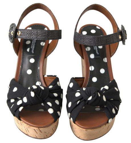 Dolce & Gabbana Chic Polka-Dotted Ankle Strap Wedges - Hilstor