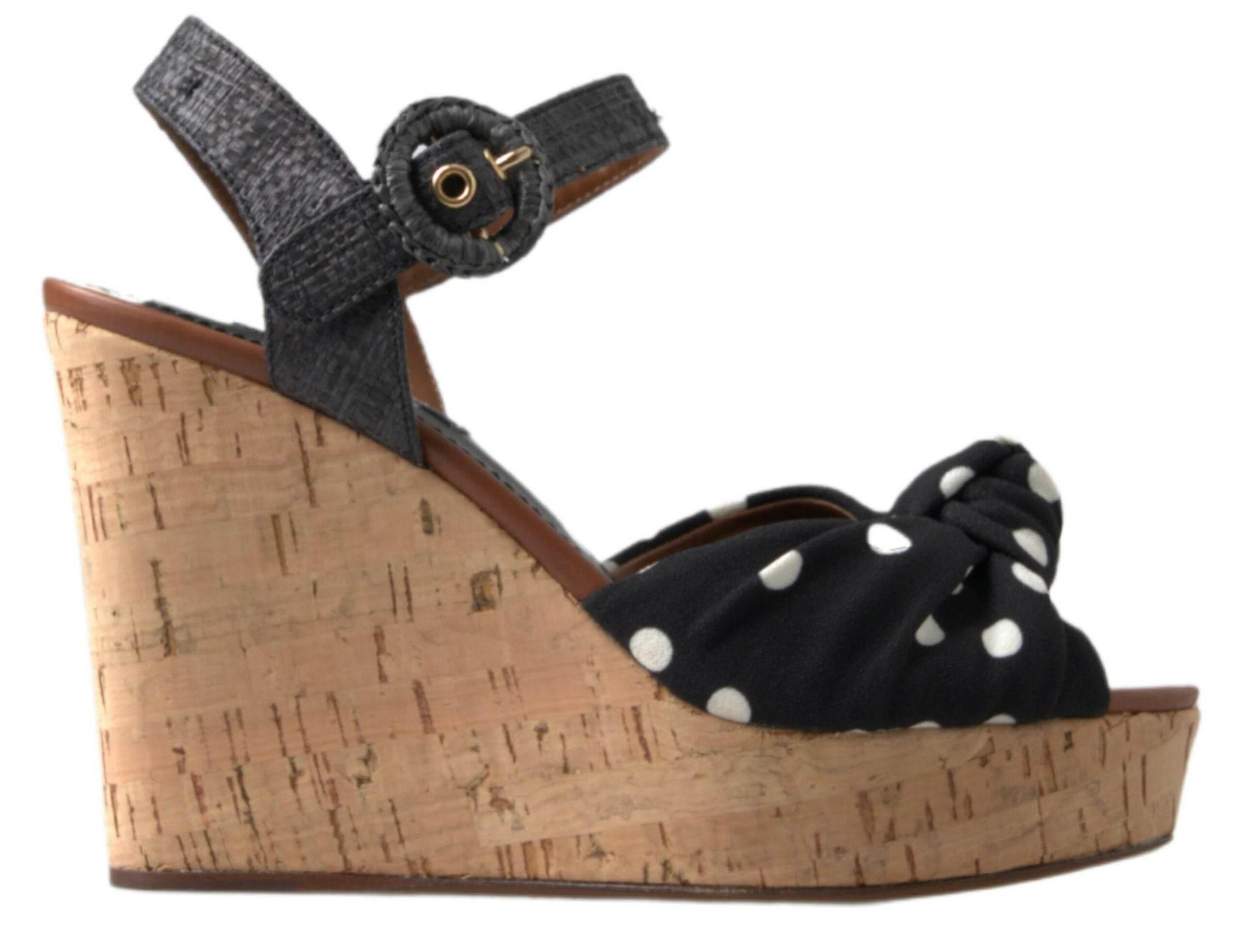 Dolce & Gabbana Chic Polka-Dotted Ankle Strap Wedges - Hilstor