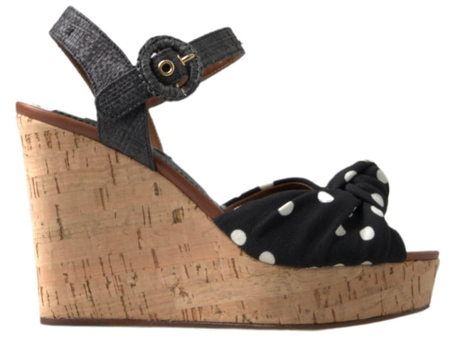 Dolce & Gabbana Chic Polka-Dotted Ankle Strap Wedges - Hilstor