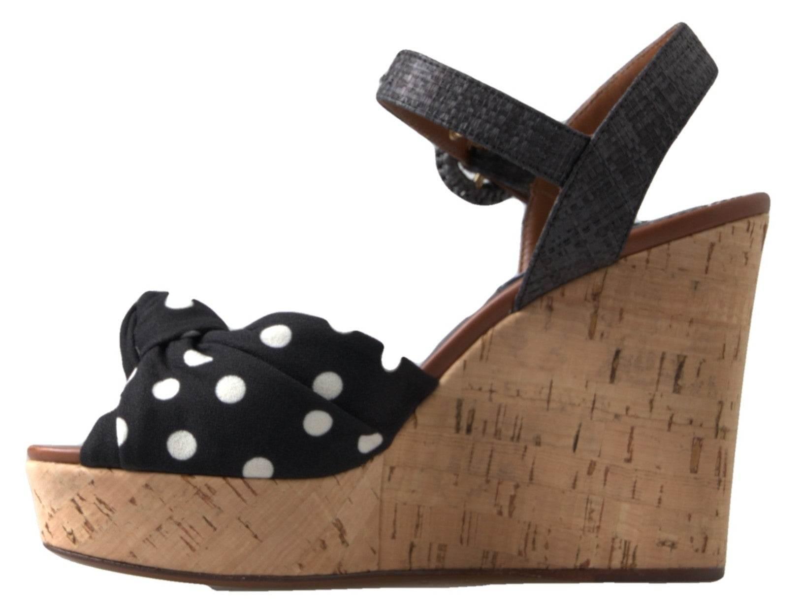 Dolce & Gabbana Chic Polka-Dotted Ankle Strap Wedges - Hilstor
