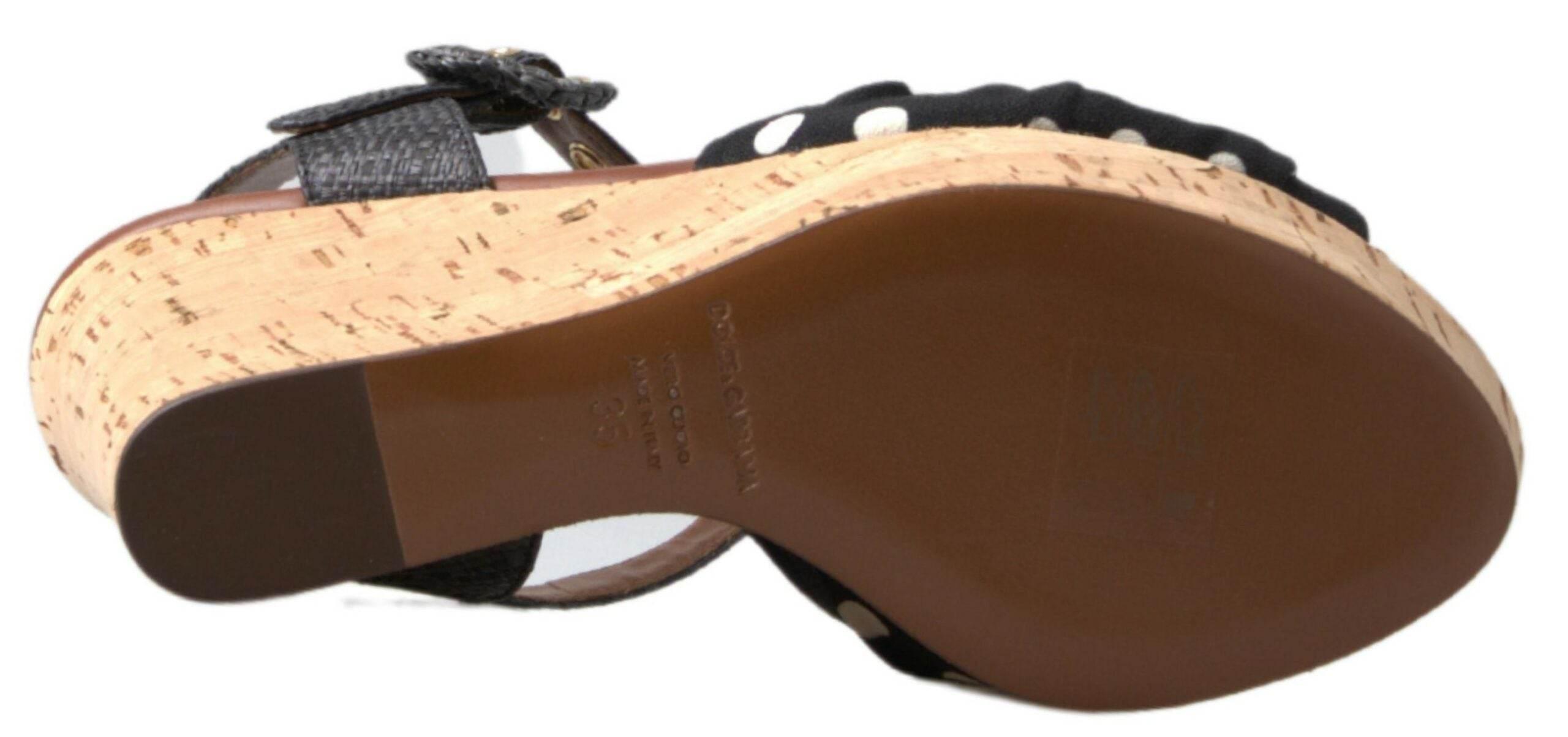 Dolce & Gabbana Chic Polka-Dotted Ankle Strap Wedges - Hilstor