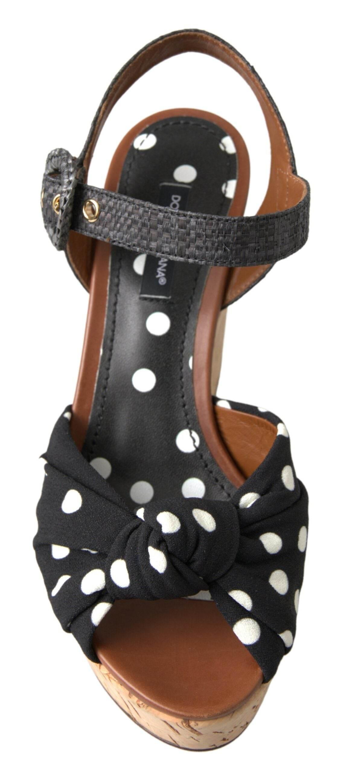 Dolce & Gabbana Chic Polka-Dotted Ankle Strap Wedges - Hilstor