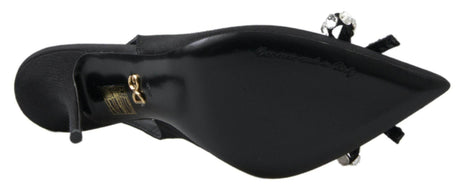 Dolce & Gabbana Black Crystal Embellished Slingback Heel Shoes - Hilstor