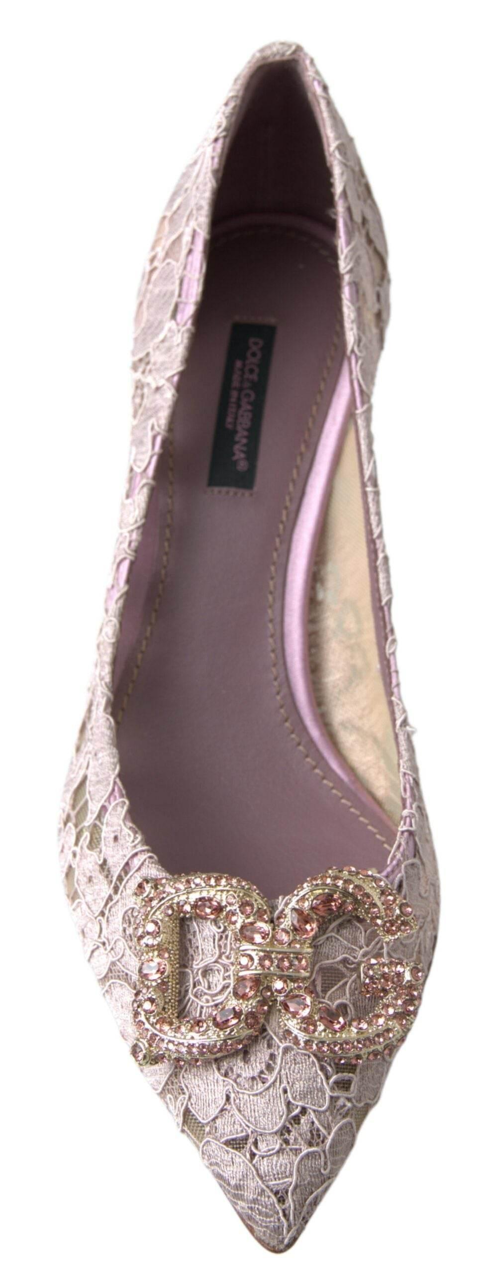 Dolce & Gabbana Elegant Pink Crystal Embellished Heels - Hilstor