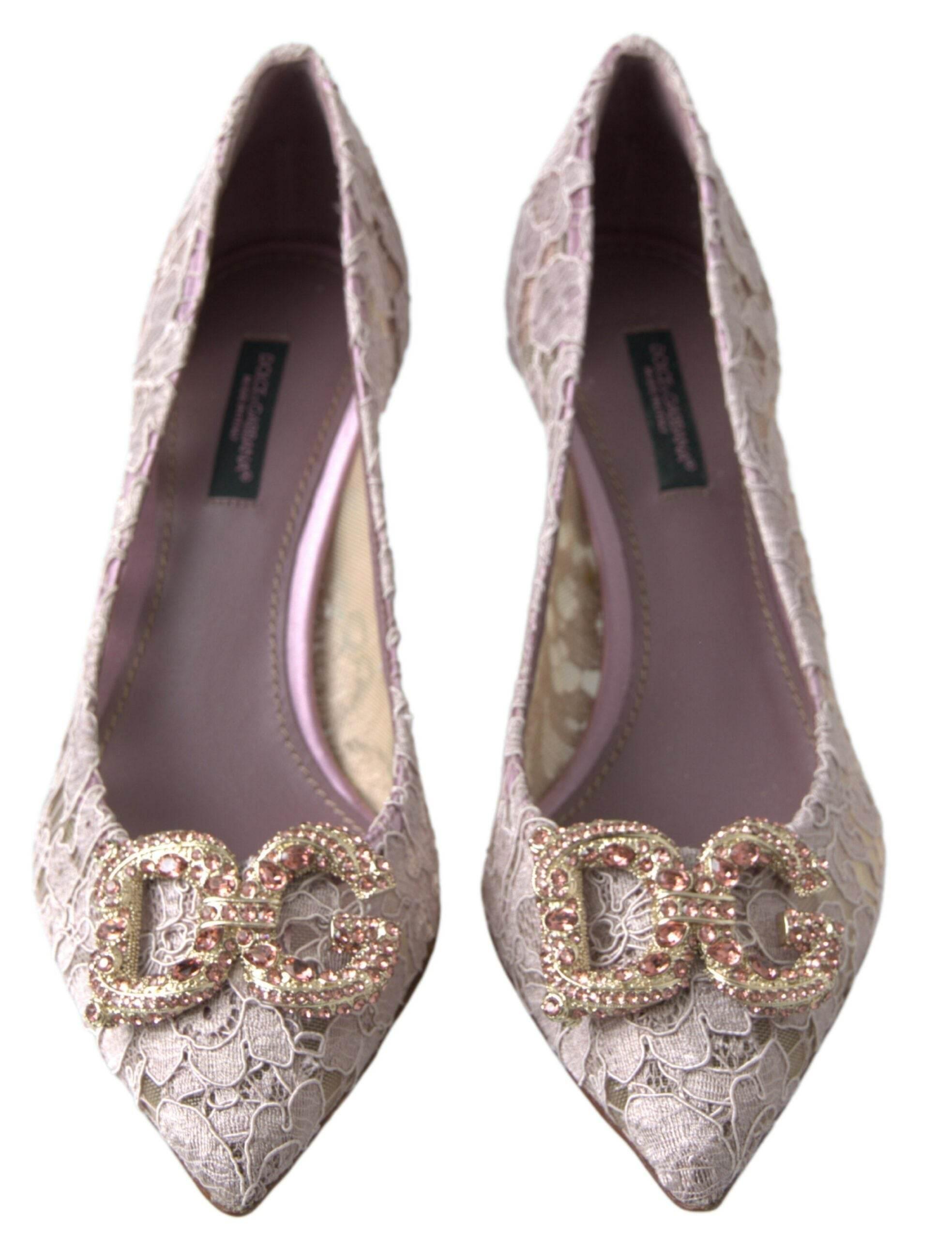 Dolce & Gabbana Elegant Pink Crystal Embellished Heels - Hilstor